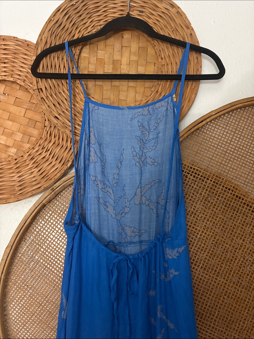 Free People Intimates Open Back Royal Blue Floral Maxi Slip Dress - Picture 2 of 6